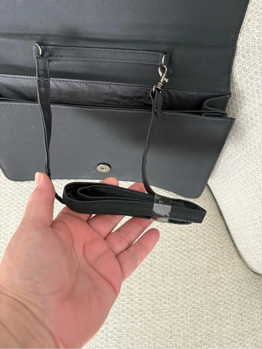 Vintage Black Envelope Clutch with Sculptural Panther Handle